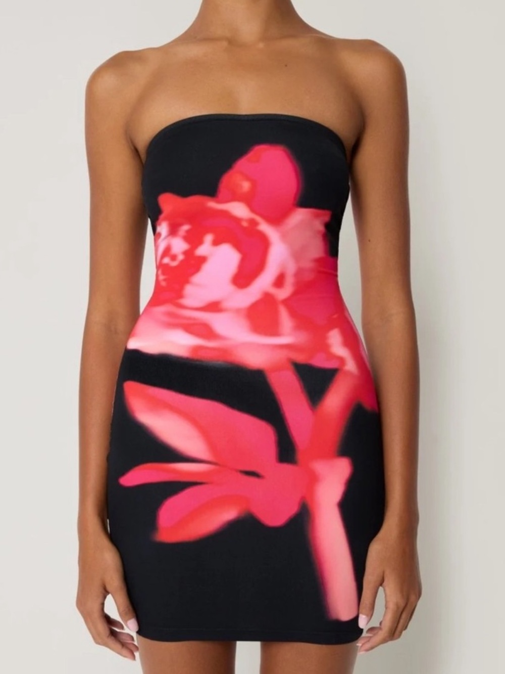 Khy - SMOOTH STRETCH STRAPLESS MINI DRESS | BLACK PEONY